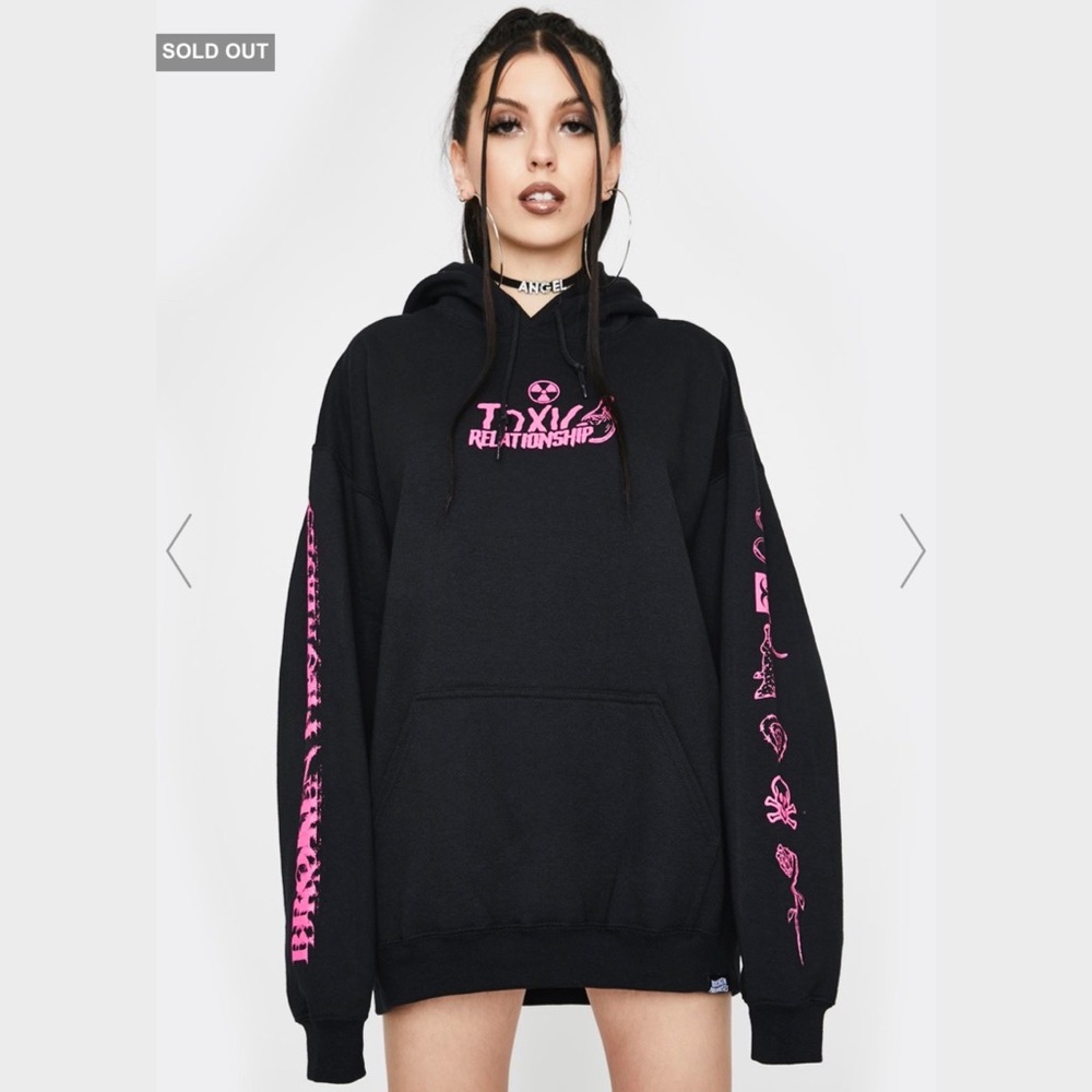 broken promises pink and black hoodie